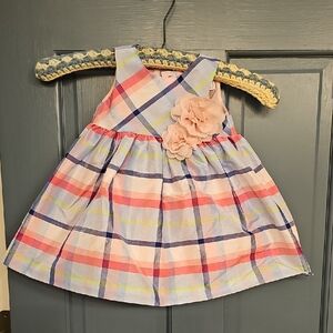 Gymboree Multicolor Plaid Dress Pink Flower New 3-6 Months Dress Up Baby Girl